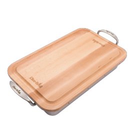 CHAR-BROIL® Grill+® Edelstahl-Bratschale mit Bambus-Schneidebrett Silber/Braun 42x23,6x9 cm (LxBxH)