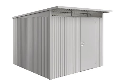BIOHORT Gerätehaus A7 AvantGarde® 260x300x218 cm mit Standardtür, Silber-Metallic