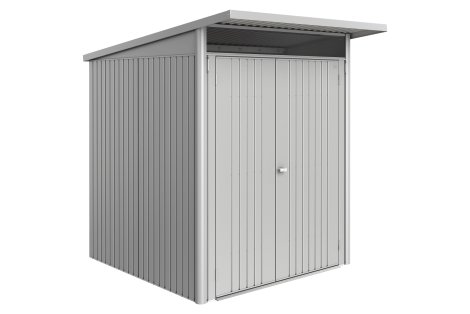 BIOHORT Gerätehaus AvantGarde® Eco A2 + Doppeltür 180x260x218 cm, Silber-Metallic
