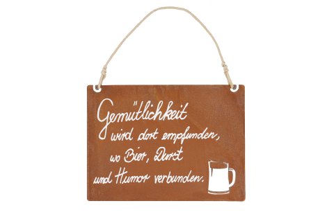 Gartenschild Gemütlichkeit + Beschriftung 30x22 cm (BxH)