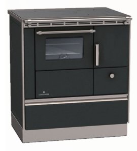 LOHBERGER Holzherd Rega 75 mit Stahlplatte 6 kW Schwarz