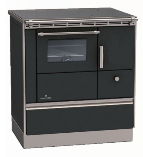 LOHBERGER Holzherd Rega 75 mit Stahlplatte 6 kW Schwarz Anschluss links