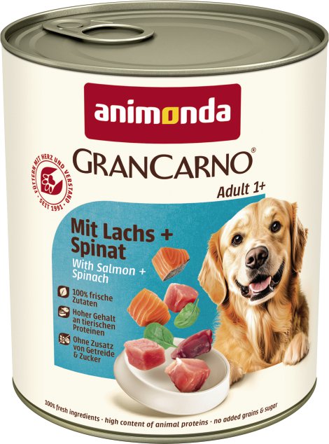 ANIMONDA Hundenassfutter GranCarno Adult mit Lachs und Spinat 800 g