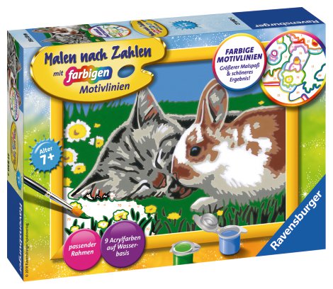 RAVENSBURGER Malen nach Zahlen Kätzchen und Häschen