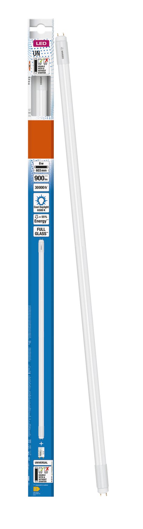 LEDVANCE LED-Leuchte Tube T8 UN Kaltweiß 8W L 60 cm