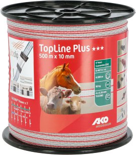 AKO Band TopLine Plus 500 m x 10 mm, weiß/rot