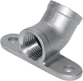 Wandhalter Edelstahl 1/2"-1/2" (45° Bogen) für Tränkebecken