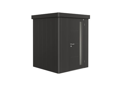 BIOHORT Gerätehaus Neo 1A mit Standardtür 180x180x222 cm, Dunkelgrau-Metallic