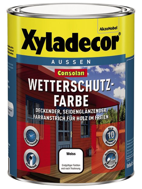 XYLADECOR Consolan Wetterschutz-Farbe Weiß 0,75 l