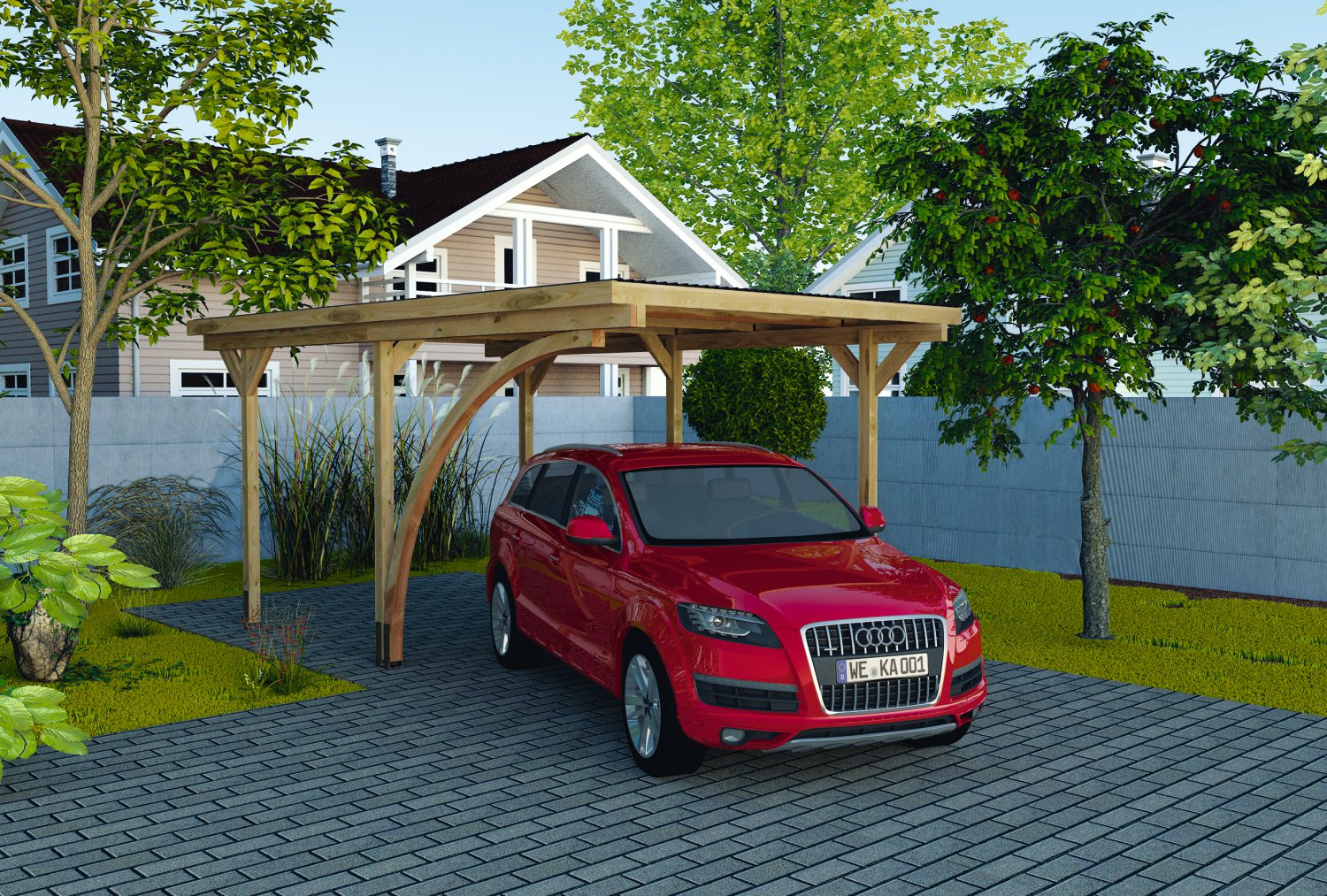 WEKA Einzel-Carport 606 A mit Rundbogen