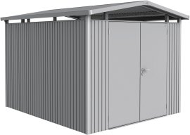 BIOHORT Gerätehaus Panorama mit Doppeltür, silber-metallic,