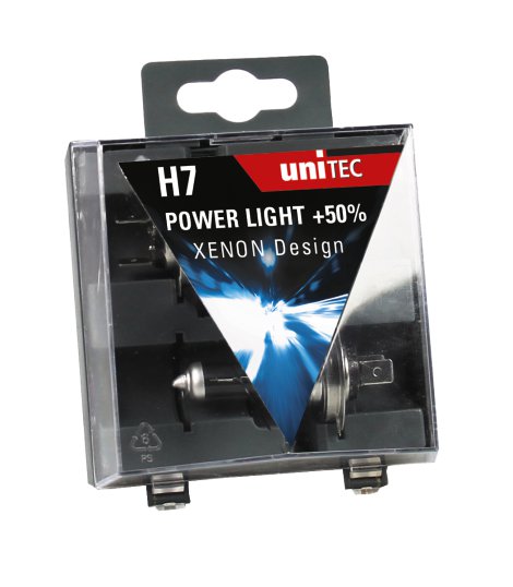 UNITEC H7 Halogenlampe Power Light +50% 12 V 55 W 2 Stk.