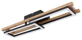 GLOBO LED-Deckenleuchte Illa Schwarz/Holzoptik 20W 3000K 69x36,5x10,5 cm (LxBxH)