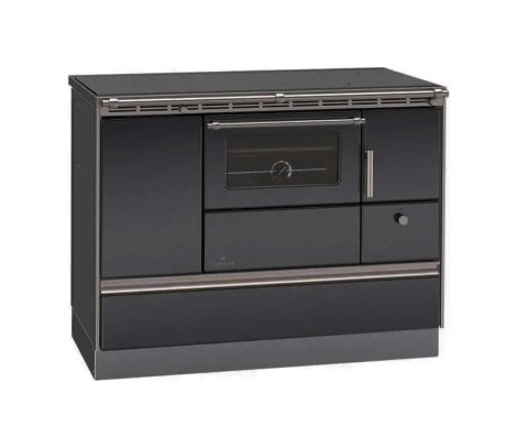 LOHBERGER Holzherd Rega 105 mit Stahlplatte 6,6 kW Schwarz  Anschluss links