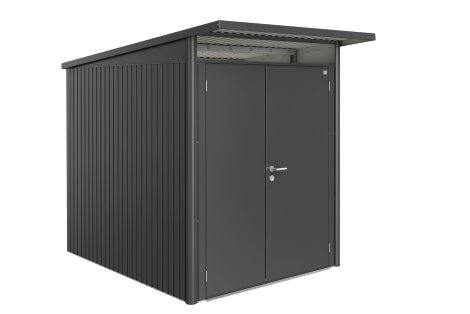 BIOHORT Gerätehaus A2 AvantGarde® 180x260x218 cm mit Doppeltür, Dunkelgrau-Metallic