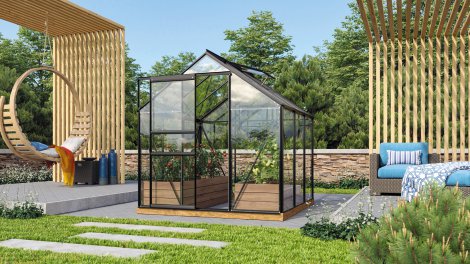 VITAVIA Gewächshaus Venus 3800 ESG 3 mm Schwarz