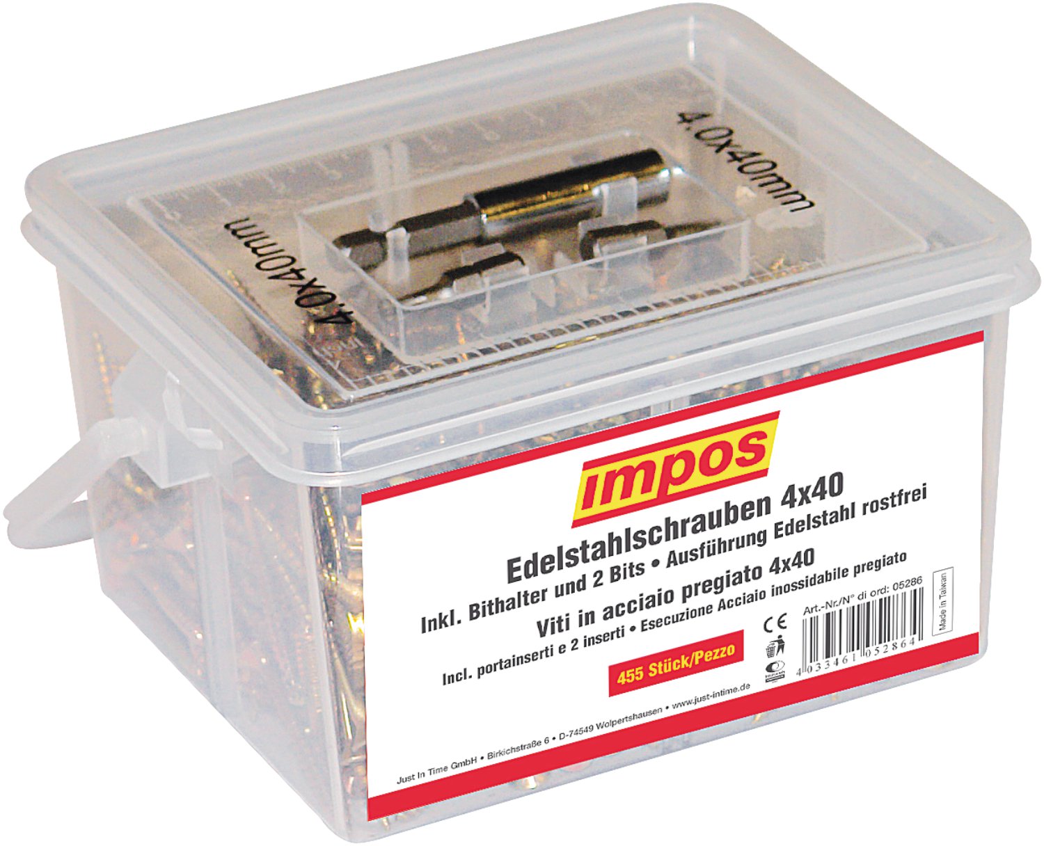 IMPOS Schraubenbox, Edelstahl 40x4 mm 455 Stk.