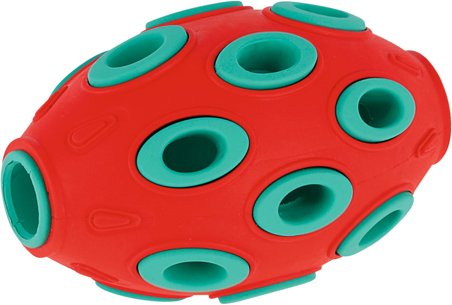 Rugby ToyFastic, befüllbar, rot/türkis, 12 x 7,5 cm