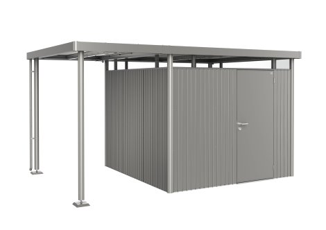 BIOHORT Seitendach für Gerätehaus Highline® H4, 150x275x222 cm, Quarzgrau-Metallic S