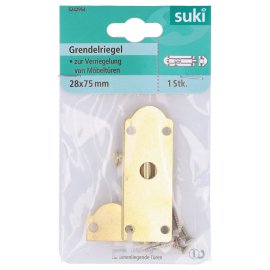 SUKI Möbel-Grendelriegel Stahl vermessingt gerade 75 mm