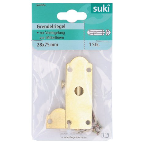 SUKI Möbel-Grendelriegel Stahl vermessingt gerade 75 mm 1 Stk.