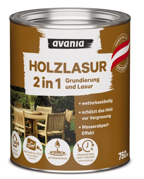 AVANIA 2in1-Holzlasur Grundierung und Lasur, Kiefer 750 ml