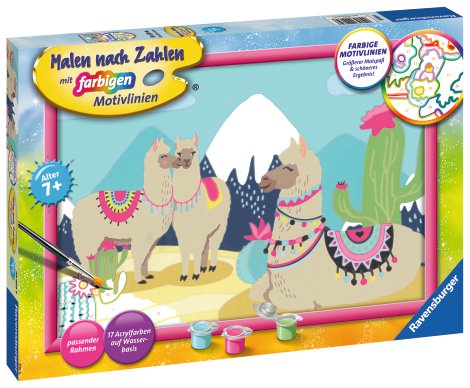 RAVENSBURGER Malen nach Zahlen Glückliche Lamas