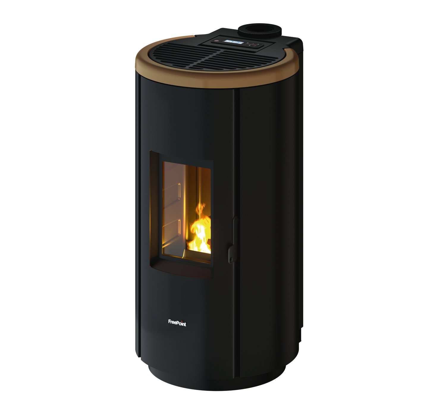 FREEPOINT Pelletofen Chrome 7 (Verkleidung: Stahl Dark Gold) 7 kW