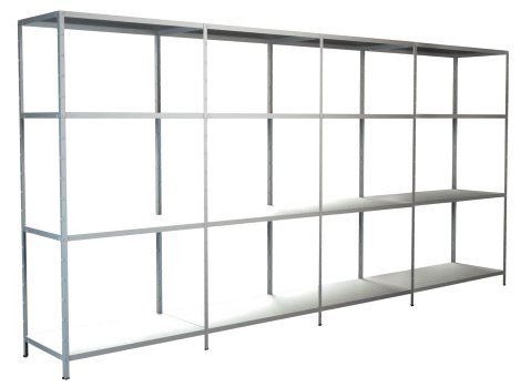 SCHULTE REGALWELT Grund + Anbauregal 16 Böden Weiß 180x400x35 cm