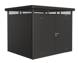 BIOHORT Gerätehaus Highline® H1 mit Doppeltür, dunkelgrau-metallic