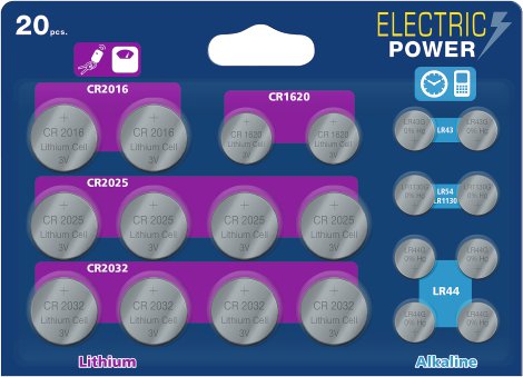 Electric Power Lithium & Alkaline Knopfzellen Mix 20er Pack