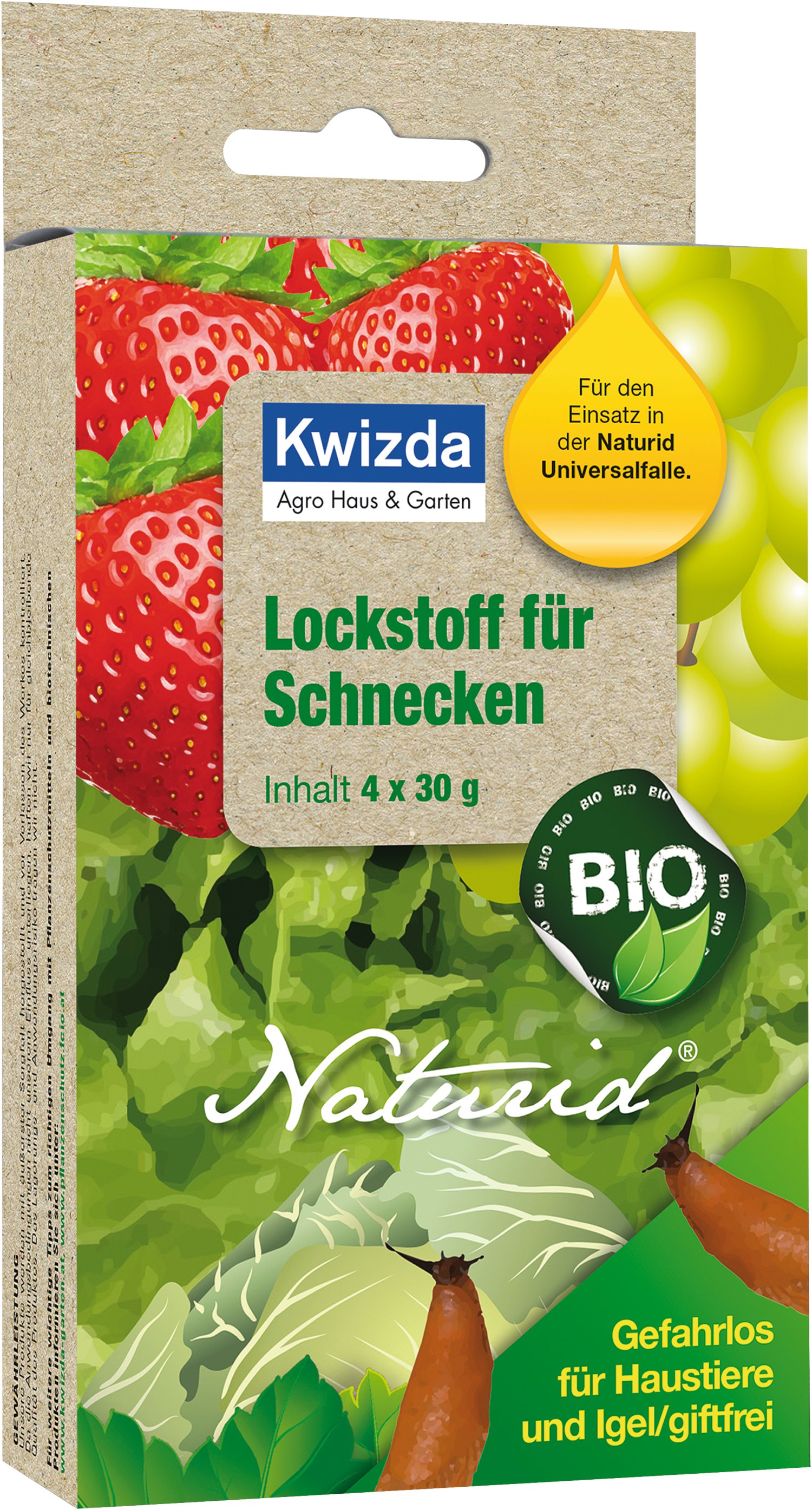 KWIZDA Naturid® Lockstoff Schnecke 120 g (4x30 g)
