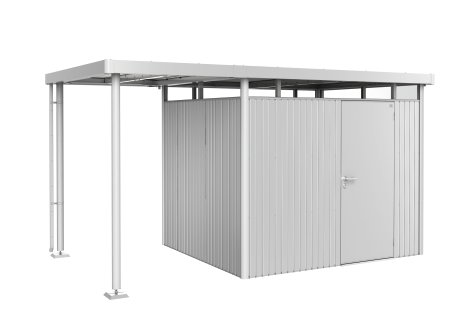 BIOHORT Seitendach für Gerätehaus Highline® H3, 150x235x222 cm, Silber-Metallic S