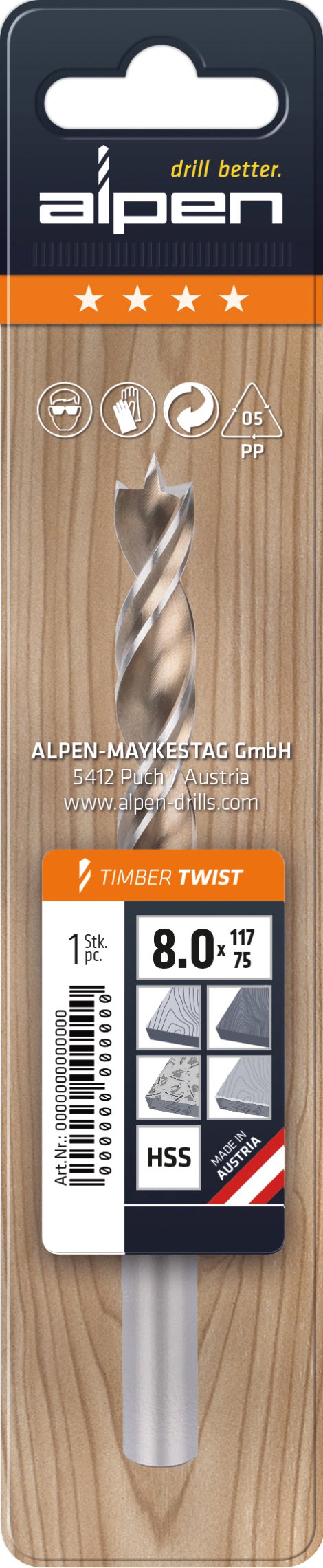 ALPEN Holzbohrer Timber Twist 7 mm