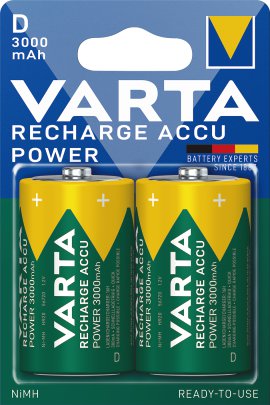 VARTA Recharge Accu Power D Mono NiMH-Akku 3000 mAh 2er Pack