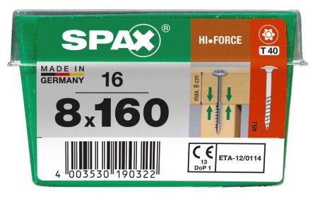 SPAX Schraube HIF Wirox 8x160 mm 16 Stk.