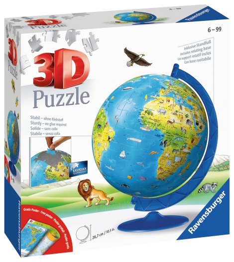 RAVENSBURGER 3D-Puzzle-Ball Kinderglobus in deutscher Sprache 180-tlg.