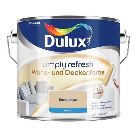 DULUX Simply Refresh Wand und Deckenfarbe Sandbeige 2,5 l