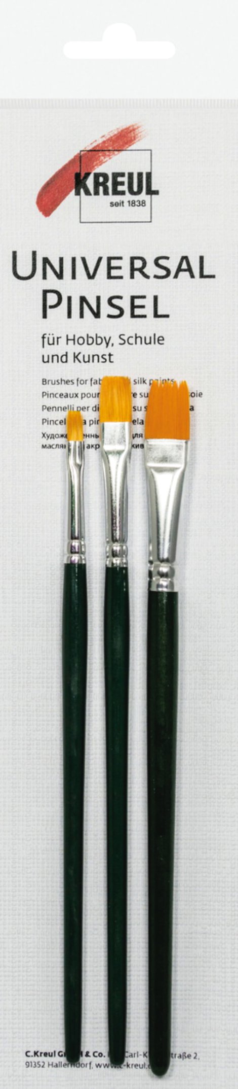 KREUL Universalpinsel Hobby Line Basic flach Gr.4/8/12, 3er-Set