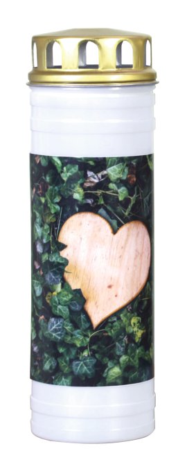 JEKA Recycling Ewiglicht Weiß Motiv Efeu/Herz