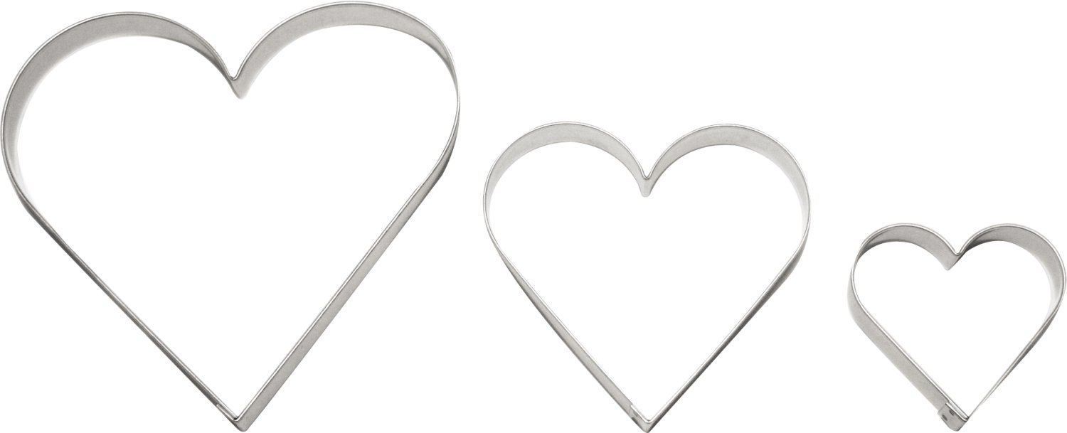 Keksausstecher 3er-Set Herz Edelstahl 55-120 mm