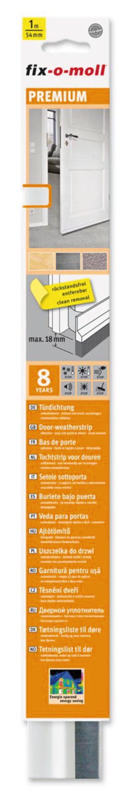 fix-o-moll Türdichtung Premium Weiß 1 m + Megastripes