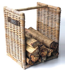 Kaminholz-Regal Rattan Grau 42x36x50 cm