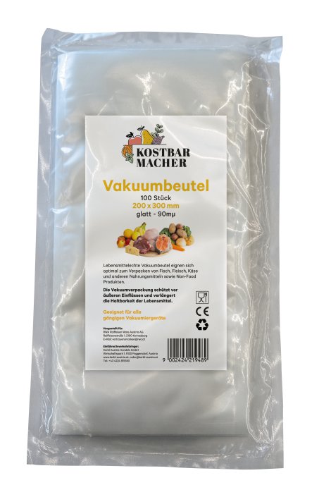 KOSTBARMACHER Vakuumbeutel glatt, 200x300 mm, 90MY, 100 Stk.