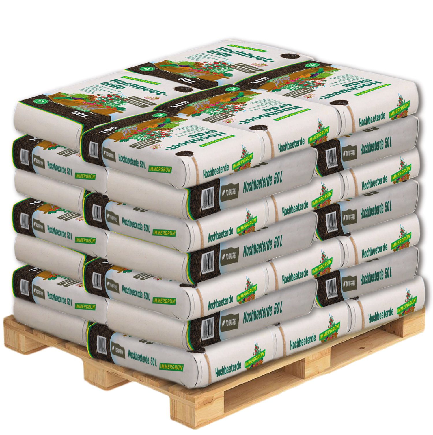 IMMERGRÜN Hochbeeterde Palette 50 l/45 Stk. inkl. Lieferung
