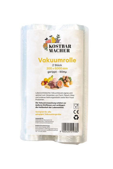 KOSTBARMACHER Vakuumrolle gerippt, 300x6000 mm, 90MY, 2 Stk.