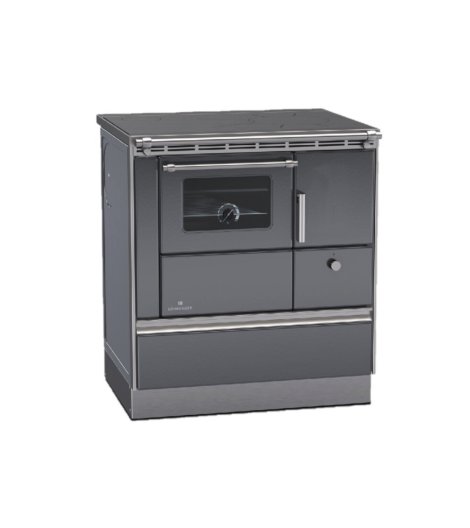 LOHBERGER Holzherd Rega 75 mit Stahlplatte 6 kW Anthrazit Anschluss links