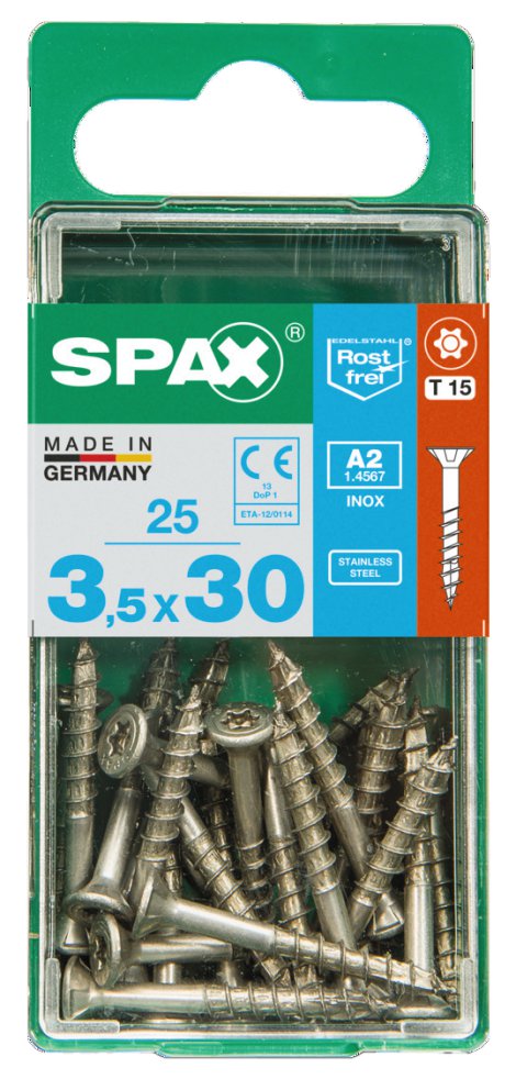 SPAX Schraube A2 Torx 3,5x30 S 25 Stk.