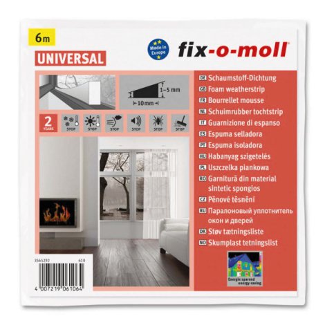 fix-o-moll Schaumstoffdichtung Universal Klebestreifen Weiß 10x6 mm 6 m 1 Stk.