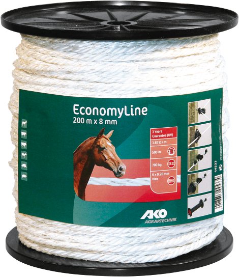 Elektroseil Economyline, weiß 200 m x 8 mm